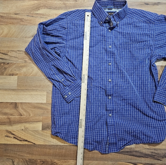 Ariat Pro Series Shirt Men’s Medium Blue Plaid Long Sleeve Button Down - Picture 7 of 11